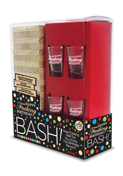 Little Genie Happy Fucking Birthday Bash Stacking Game with Shot Glasses – Multi-Color