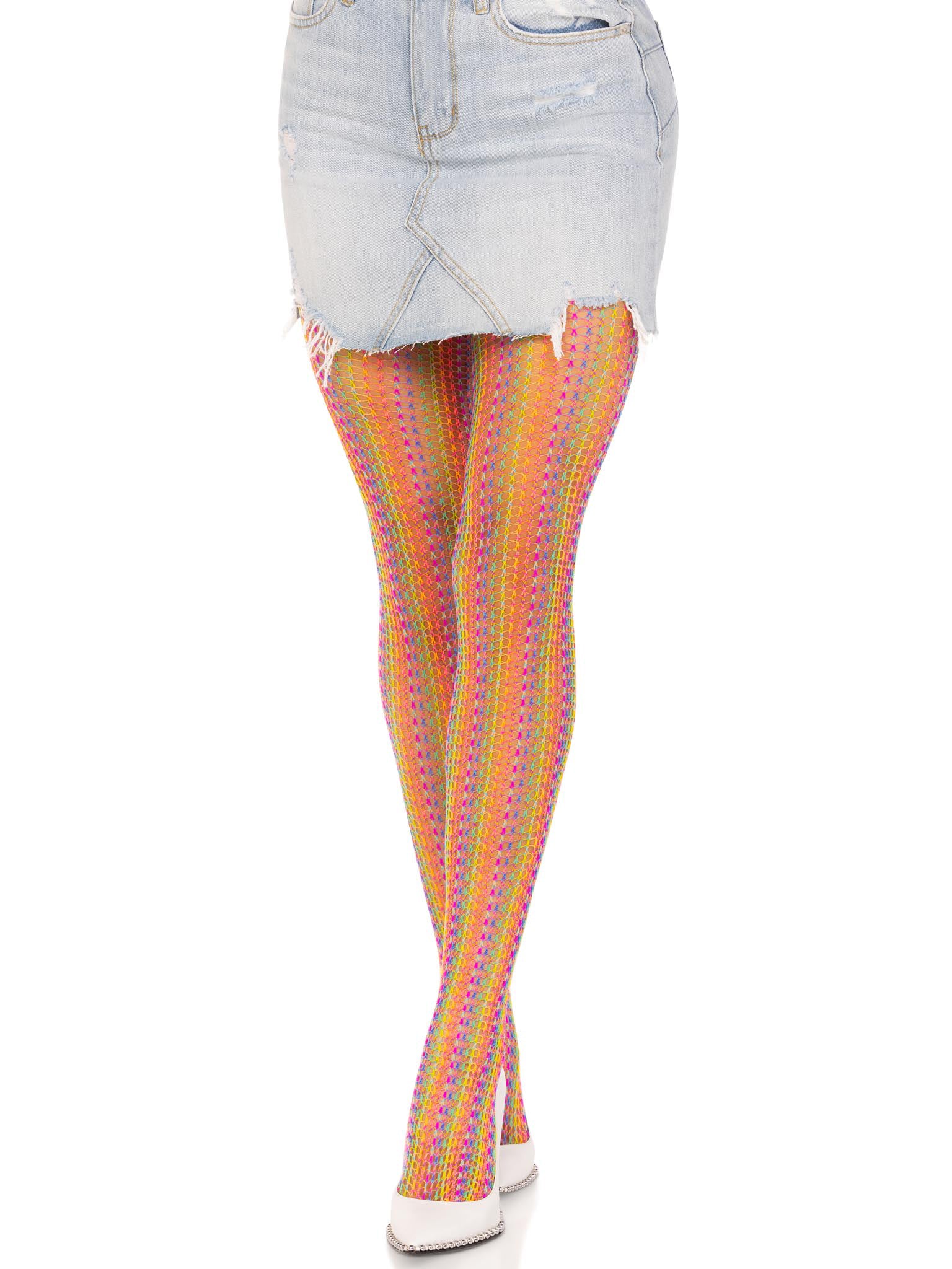 Leg Avenue Rainbow Crochet Net Tights – Multicolor – One Size