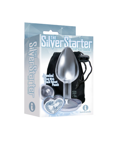 Icon Brands Silver Starter Heart Bejeweled Stainless Steel Butt Plug – Clear/Silver