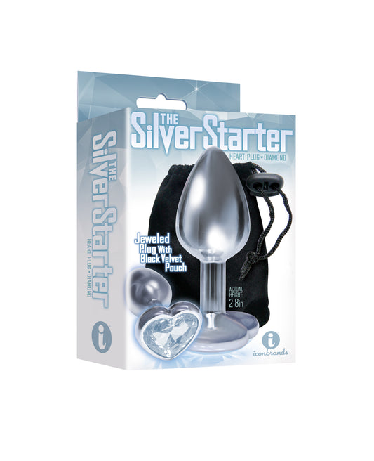 Icon Brands Silver Starter Heart Bejeweled Stainless Steel Butt Plug – Clear/Silver