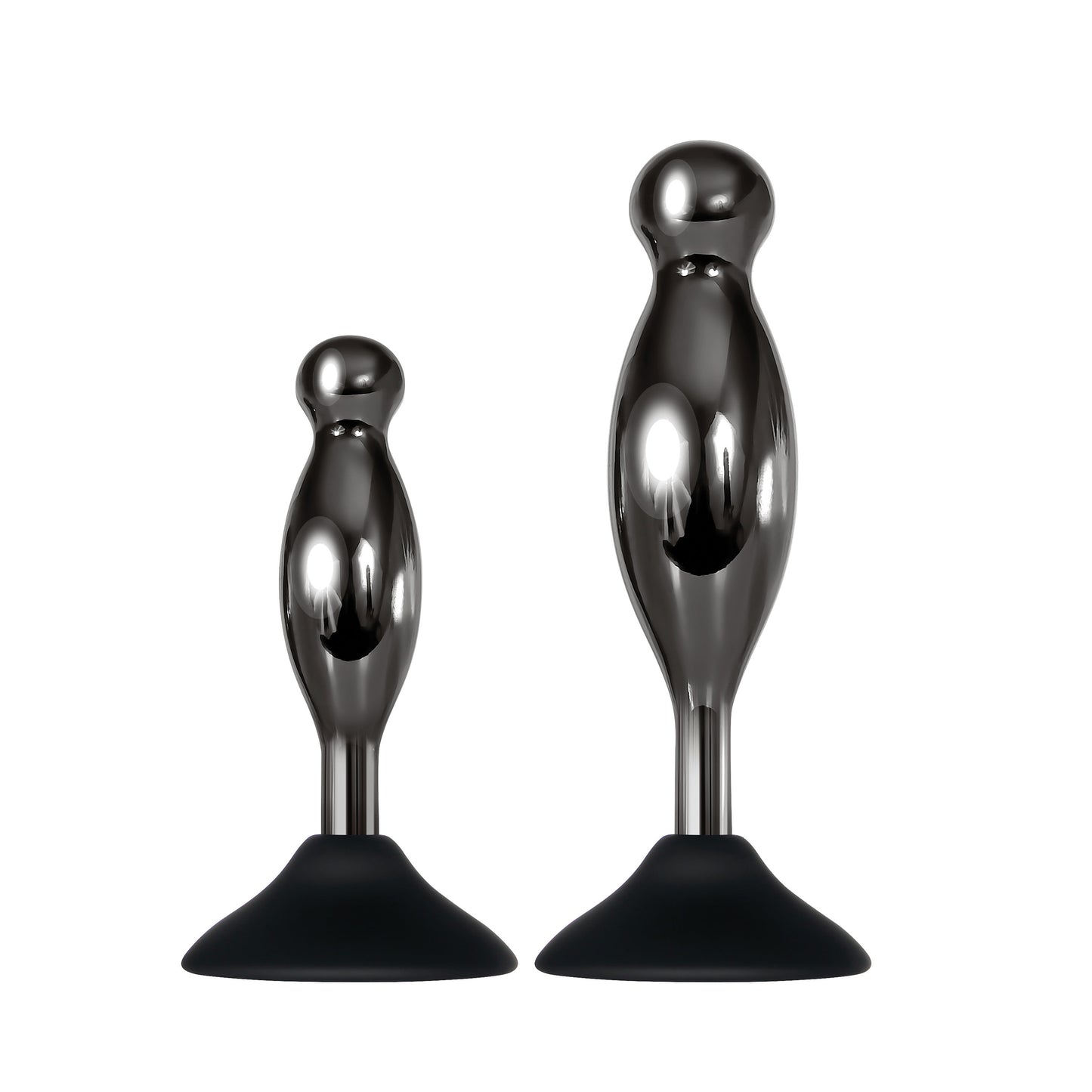 Evolved Novelties Joy Sticks 2-Piece Hands-Free Anal Plug Set - Black Chrome