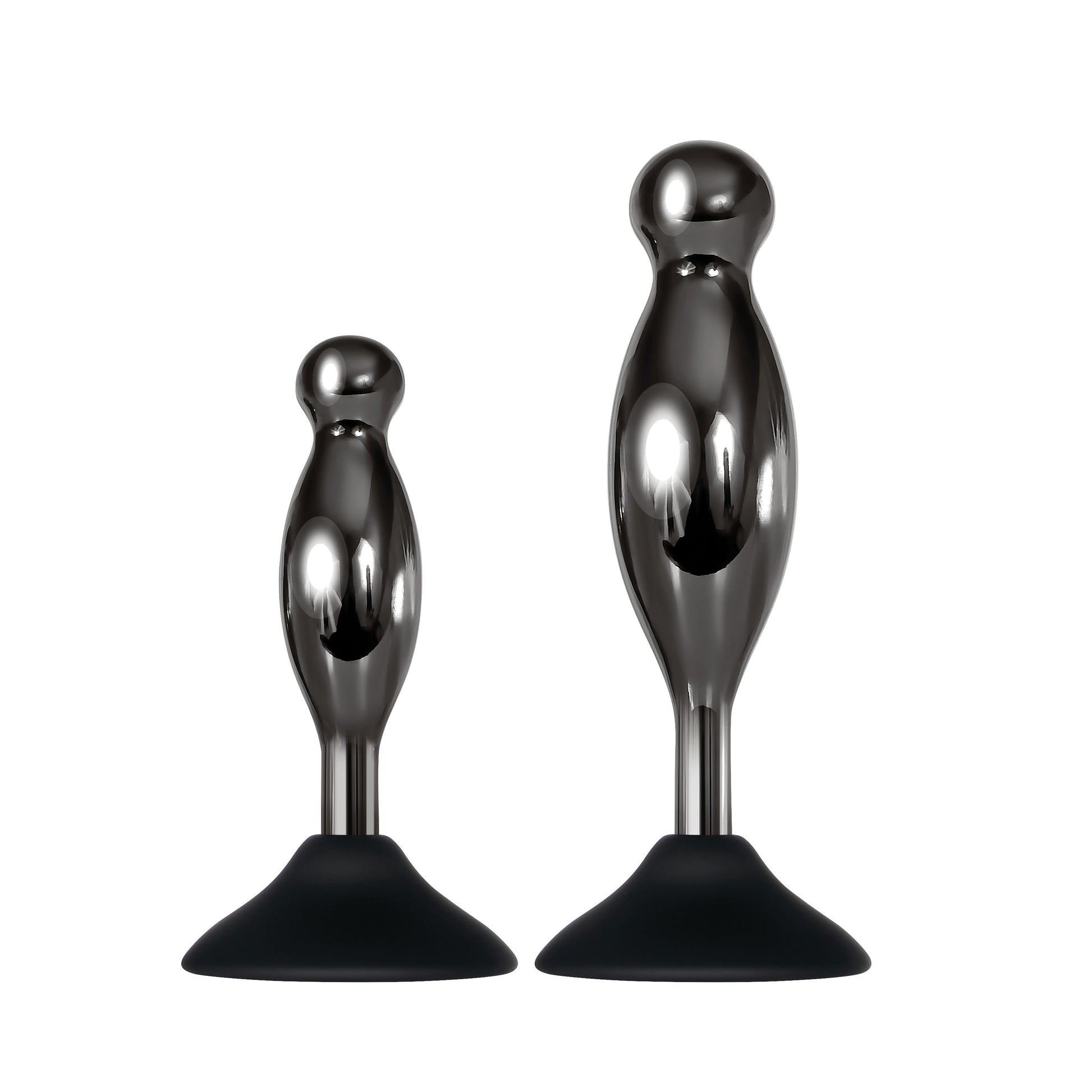 Evolved Novelties Joy Sticks 2-Piece Hands-Free Anal Plug Set - Black Chrome