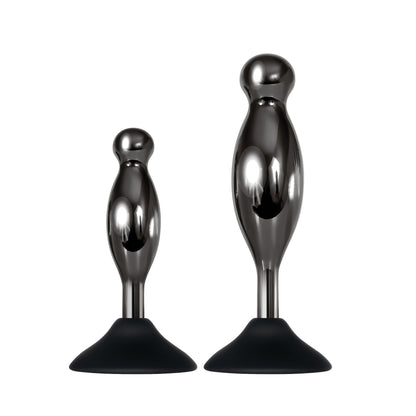 Evolved Novelties Joy Sticks 2-Piece Hands-Free Anal Plug Set - Black Chrome