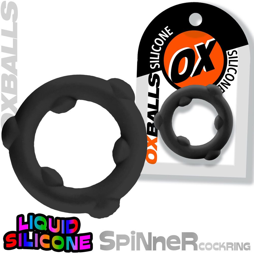 Oxballs Spinner Single Silicone Ring – Black Cockring for Enhanced Durability