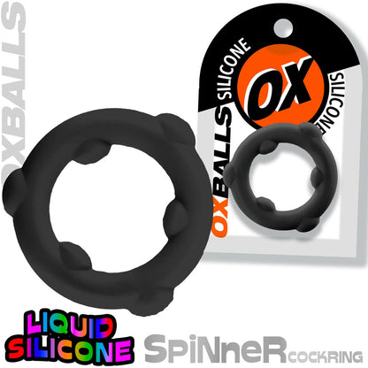 Oxballs Spinner Single Silicone Ring – Black Cockring for Enhanced Durability