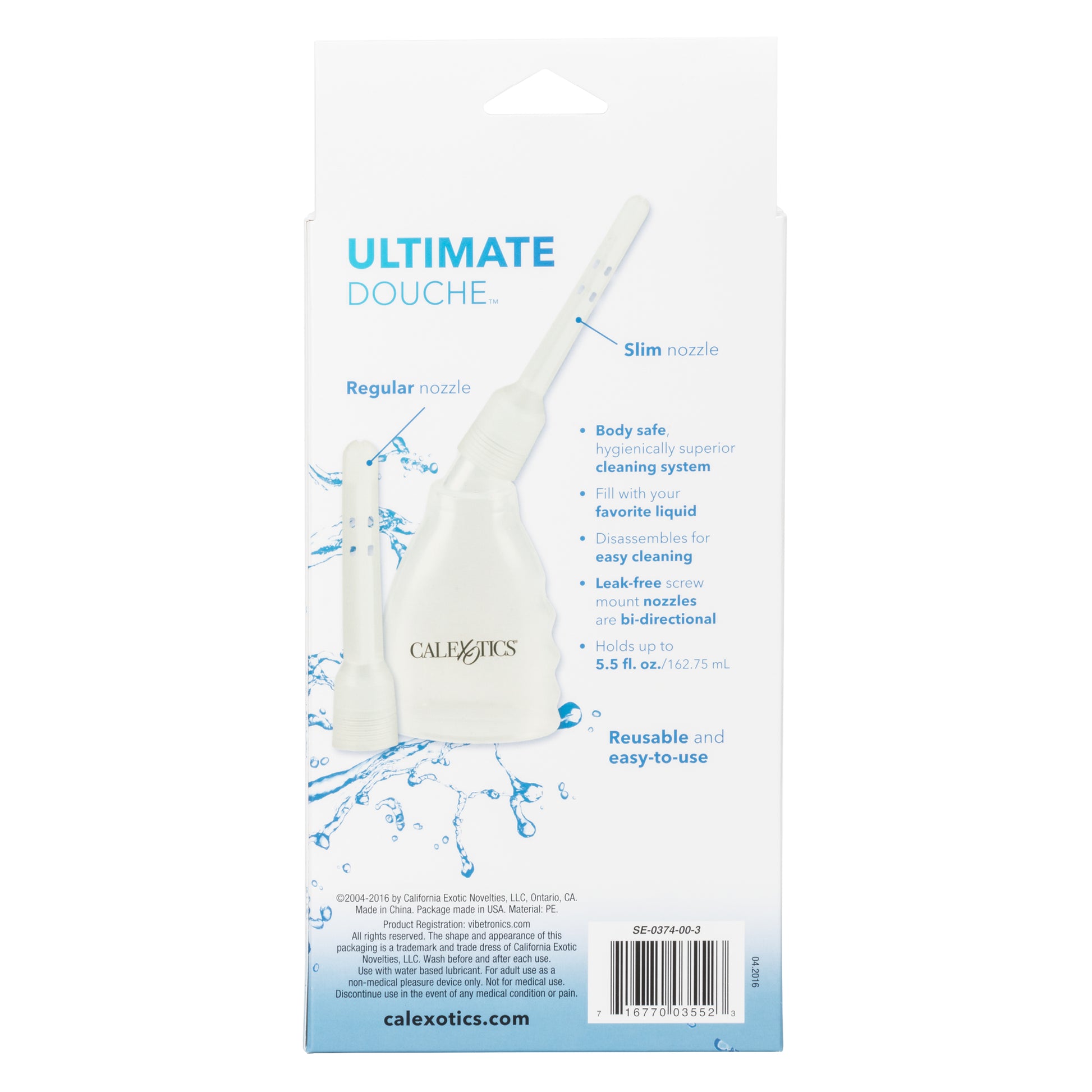 CalExotics Ultimate Douche - Reusable System with Transparent Bottle and Interchangeable Nozzles - Clear