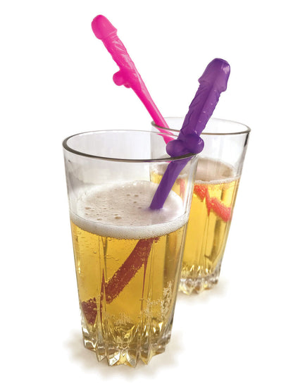 Little Genie Super Fun Penis Party Straws – Pink and Purple Reusable Straws
