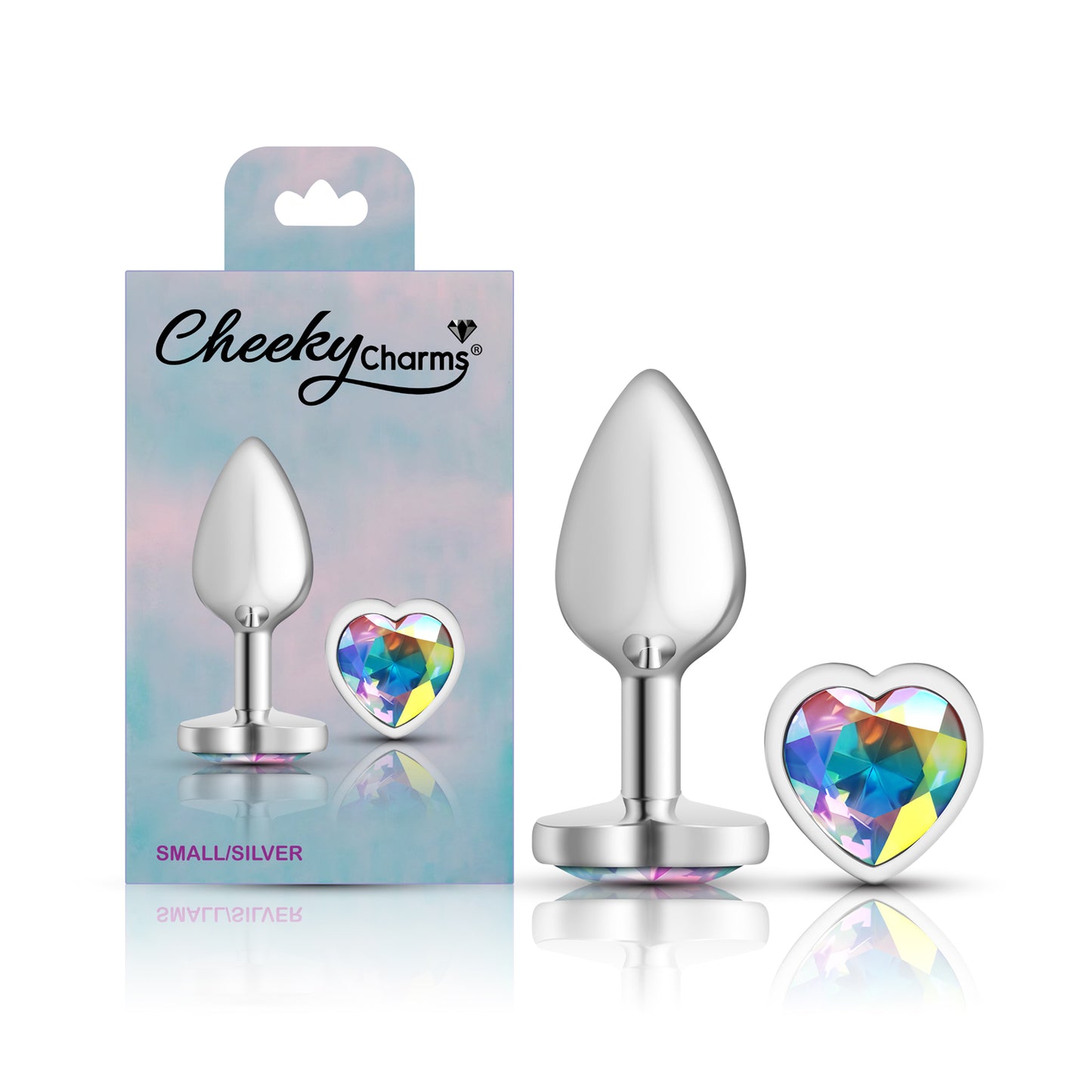 Cheeky Charms Clear Iridescent Heart Gem Small Metal Anal Plug