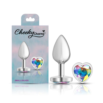 Cheeky Charms Clear Iridescent Heart Gem Small Metal Anal Plug