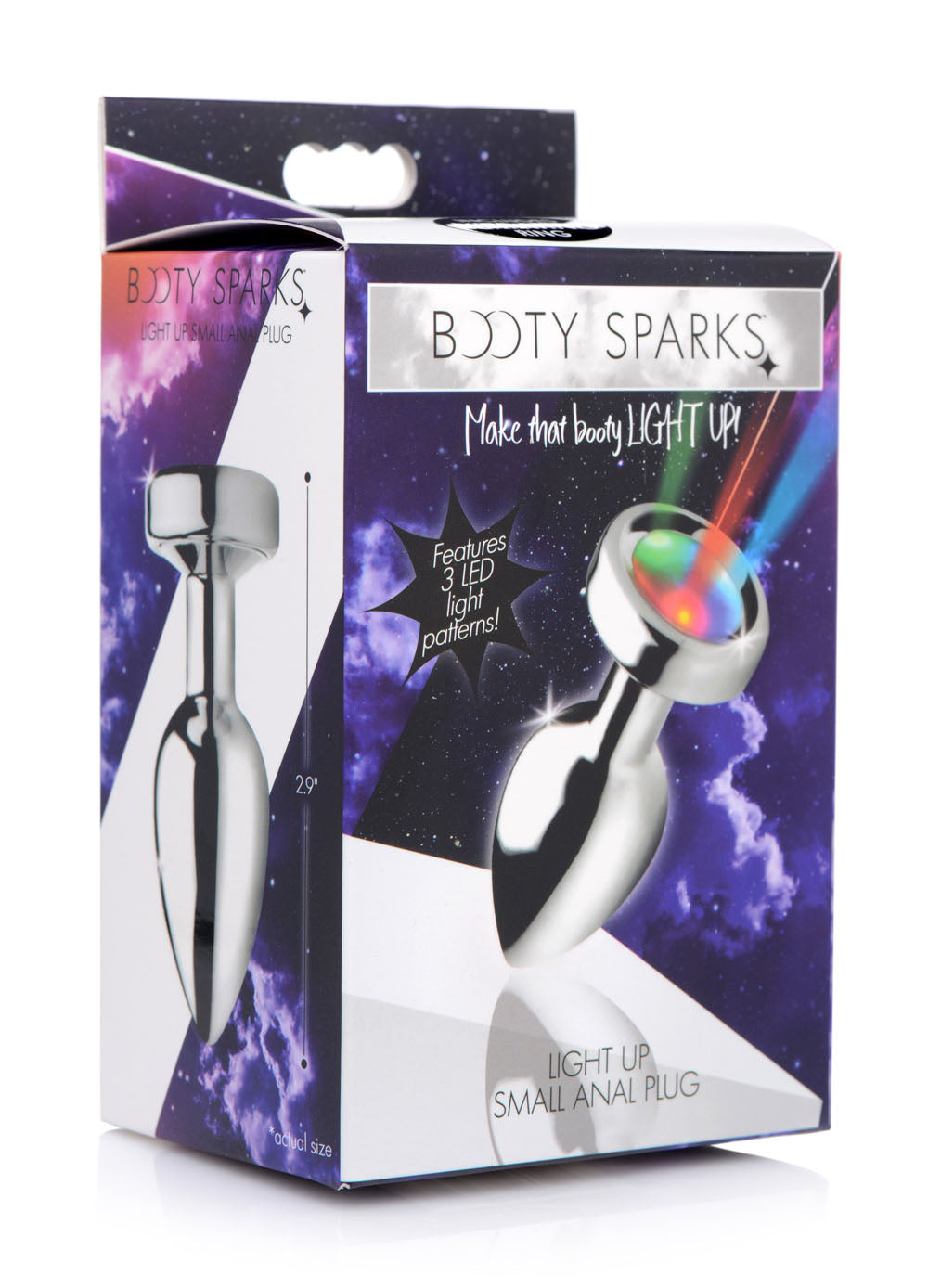 XR Brands Light Up Small Anal Plug with 3 LED Light Patterns – Multi