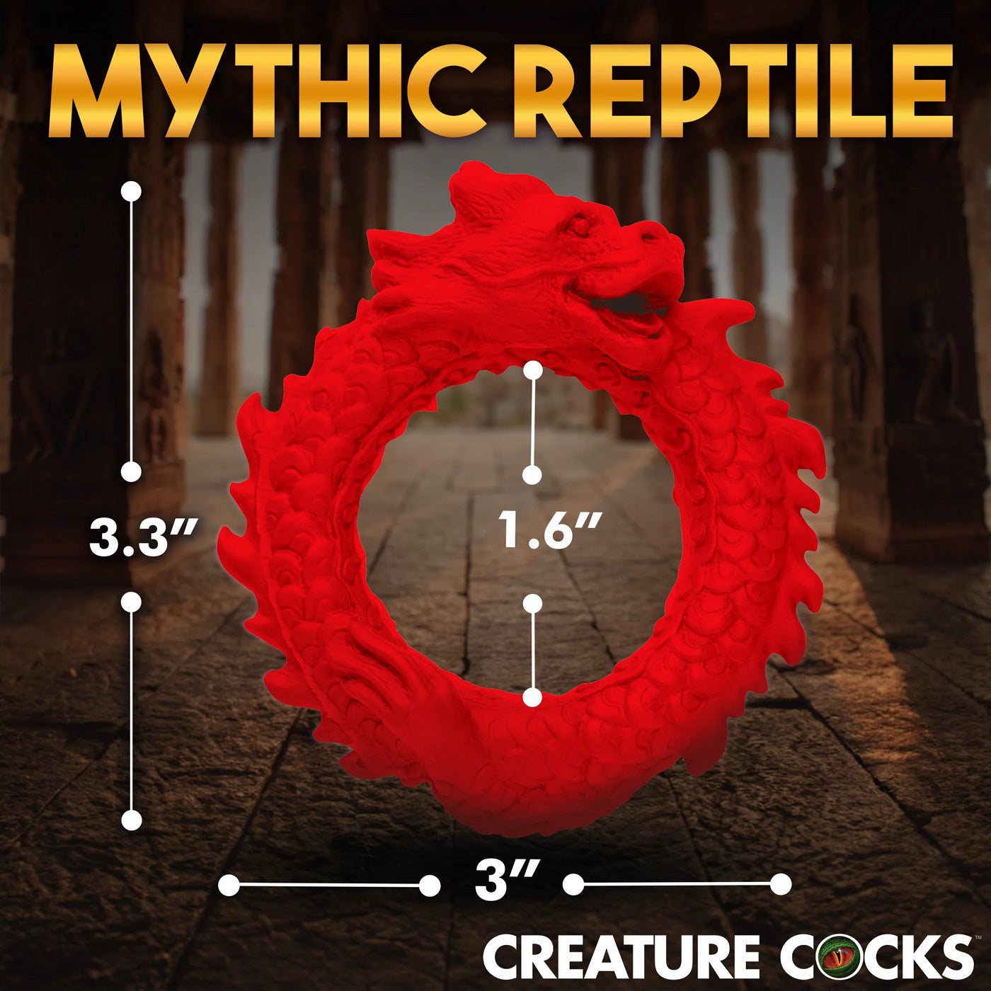 XR Brands Rise of the Dragon Silicone Cock Ring – Red