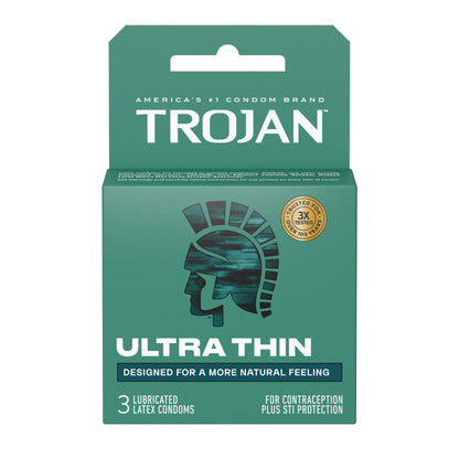 Trojan Sensitivity Ultra Thin Lubricated Condoms - Ultra Thin Design for Natural Feel - 3 Pack