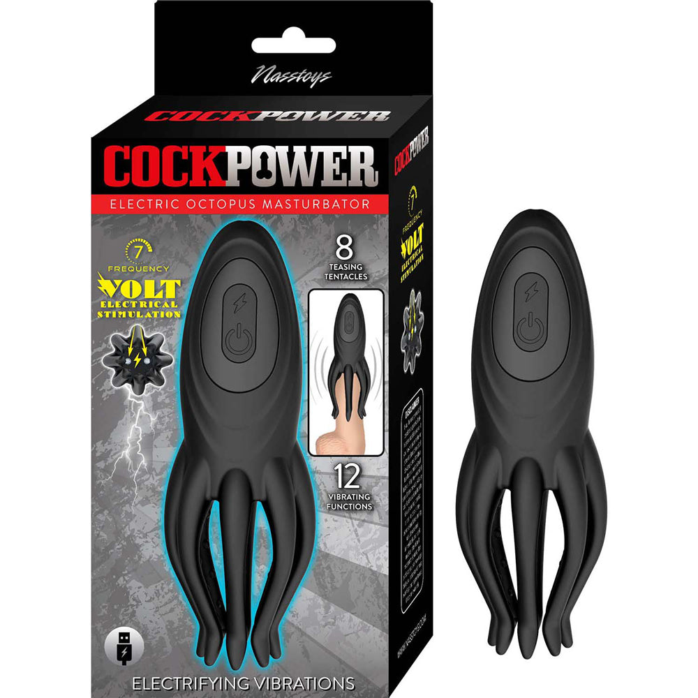 Nasstoys Cock Power Electric Octopus Masturbator – Rechargeable Body-Safe Silicone – Black