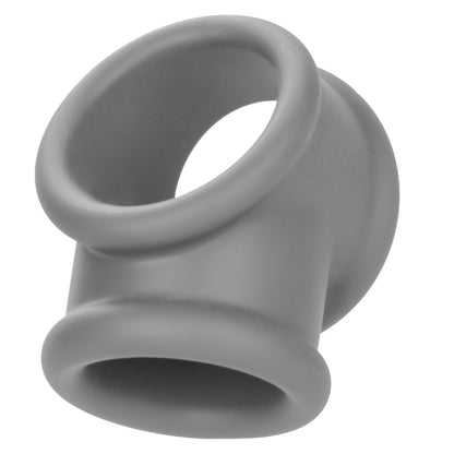 CalExotics Alpha Liquid Silicone Precision Ring - Gray - Ultra-Stretchy Cock Ring with Scrotum Support