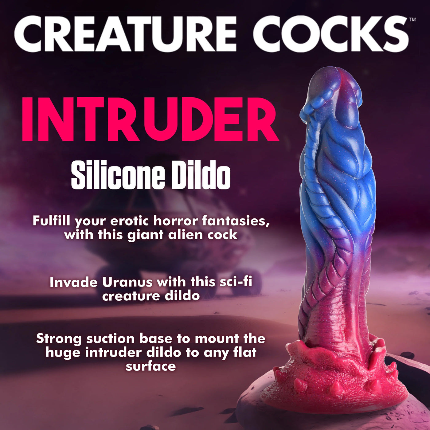XR Brands Intruder Alien Silicone Dildo – Multi-Color with Suction Cup Base