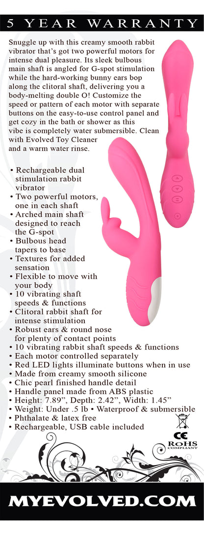 Evolved Novelties Bunny Kisses Rechargeable Rabbit Vibrator – Pink