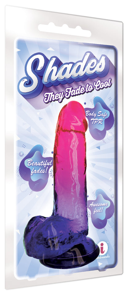 Icon Brands Shades 8 Inch Gradient Dong – Realistic with Suction Cup – Pink and Plum