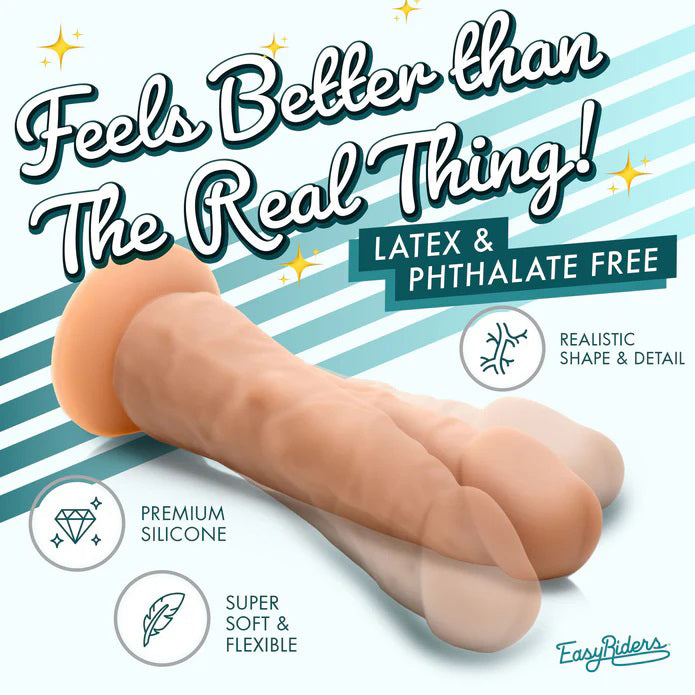 Curve Toys Easy Riders 7" Silicone Dildo - Realistic, Bendable, Tan