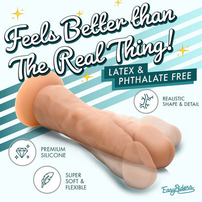Curve Toys Easy Riders 7" Silicone Dildo - Realistic, Bendable, Tan