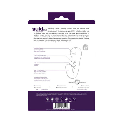 VeDO Suki Plus Rechargeable Dual Sonic Vibe - G-Spot and Clitoral Stimulation - Deep Purple