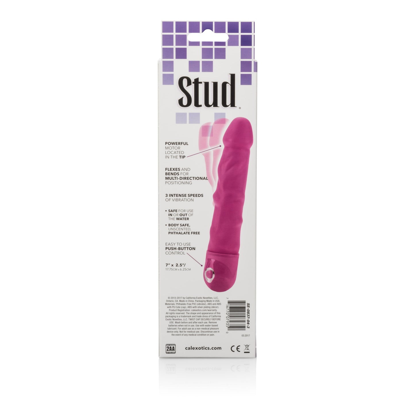 CalExotics Bendie Power Stud - Flexible Vibrating Rod - Pink