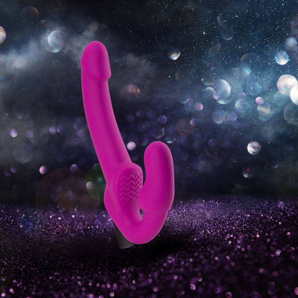 Temptasia Estella Strapless Silicone Dildo with Vibrating Bullet - Pink