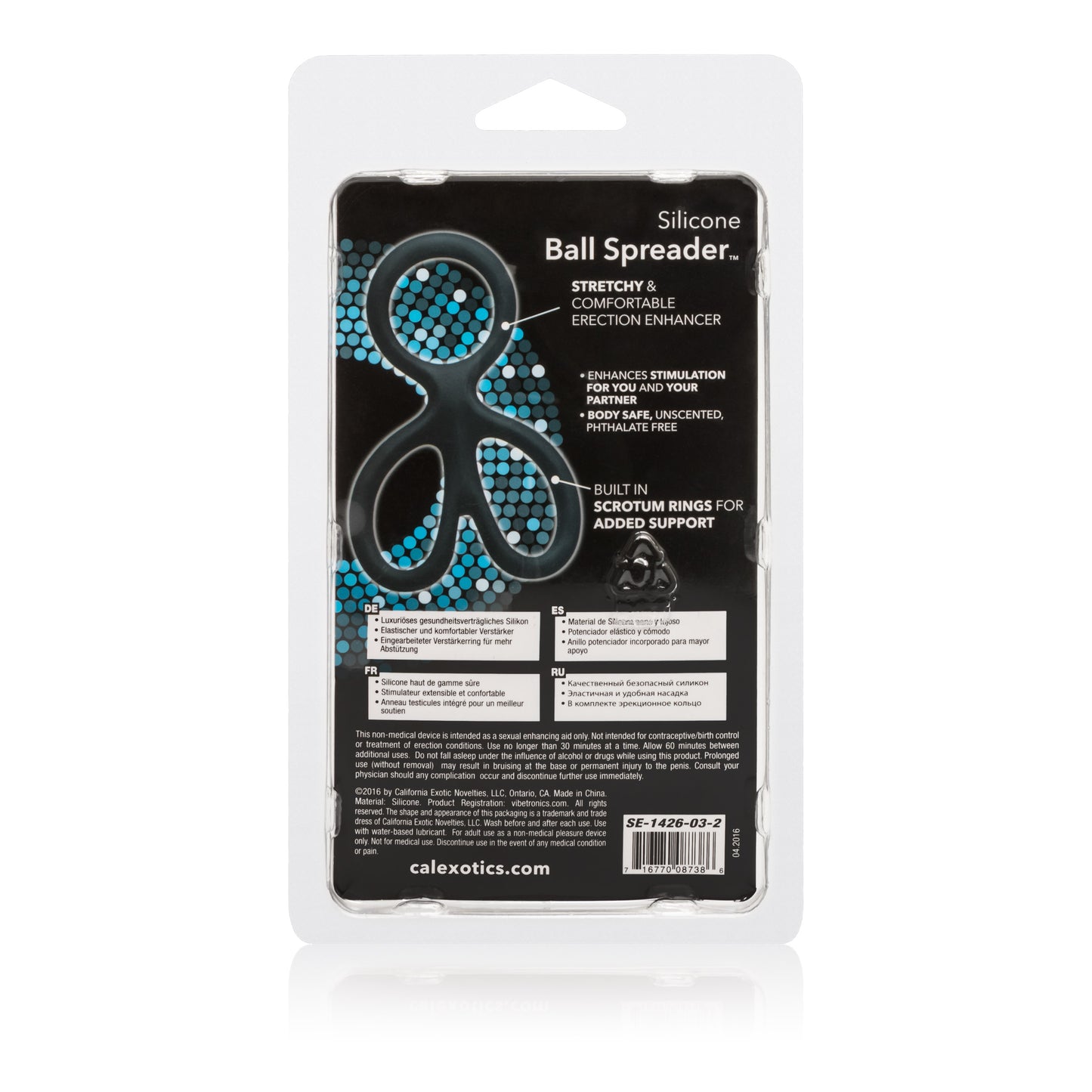 CalExotics Silicone Ball Spreader with Independent Scrotum Rings – Black