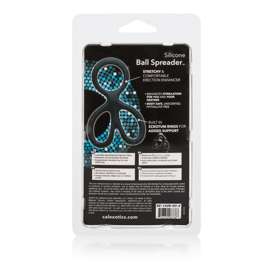 CalExotics Silicone Ball Spreader with Independent Scrotum Rings – Black