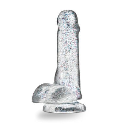 Blush Naturally Yours 6 Inch Glitter Dong - Flexible Suction Cup Toy - Sparkling Clear