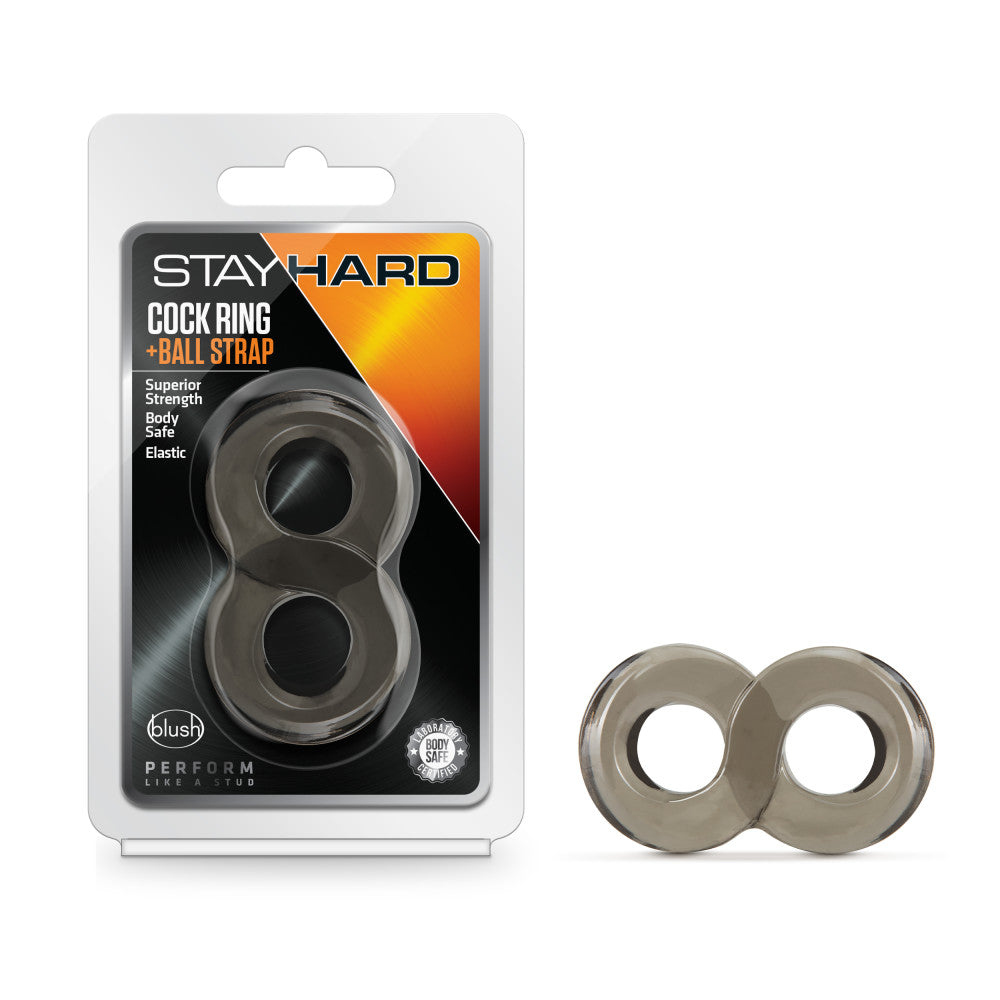 Blush Stay Hard Cock Ring and Ball Strap – Black