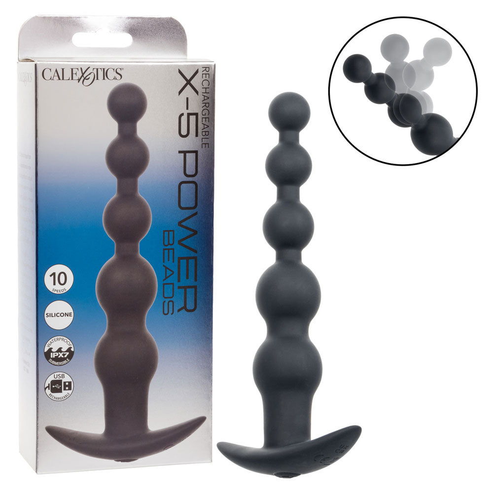 CalExotics Rechargeable X-5 Power Beads - Multi-Speed Vibrating Probe - Black