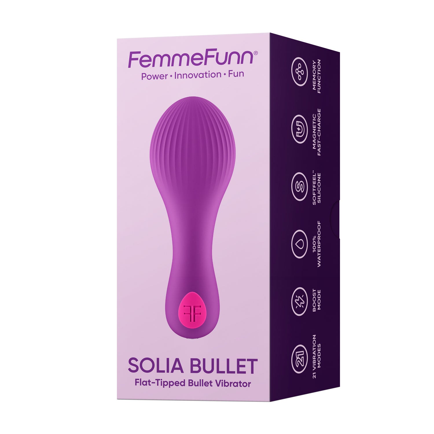 Femme Funn Solia Bullet Vibrator - Flat Tipped, 21 Vibration Modes, Purple