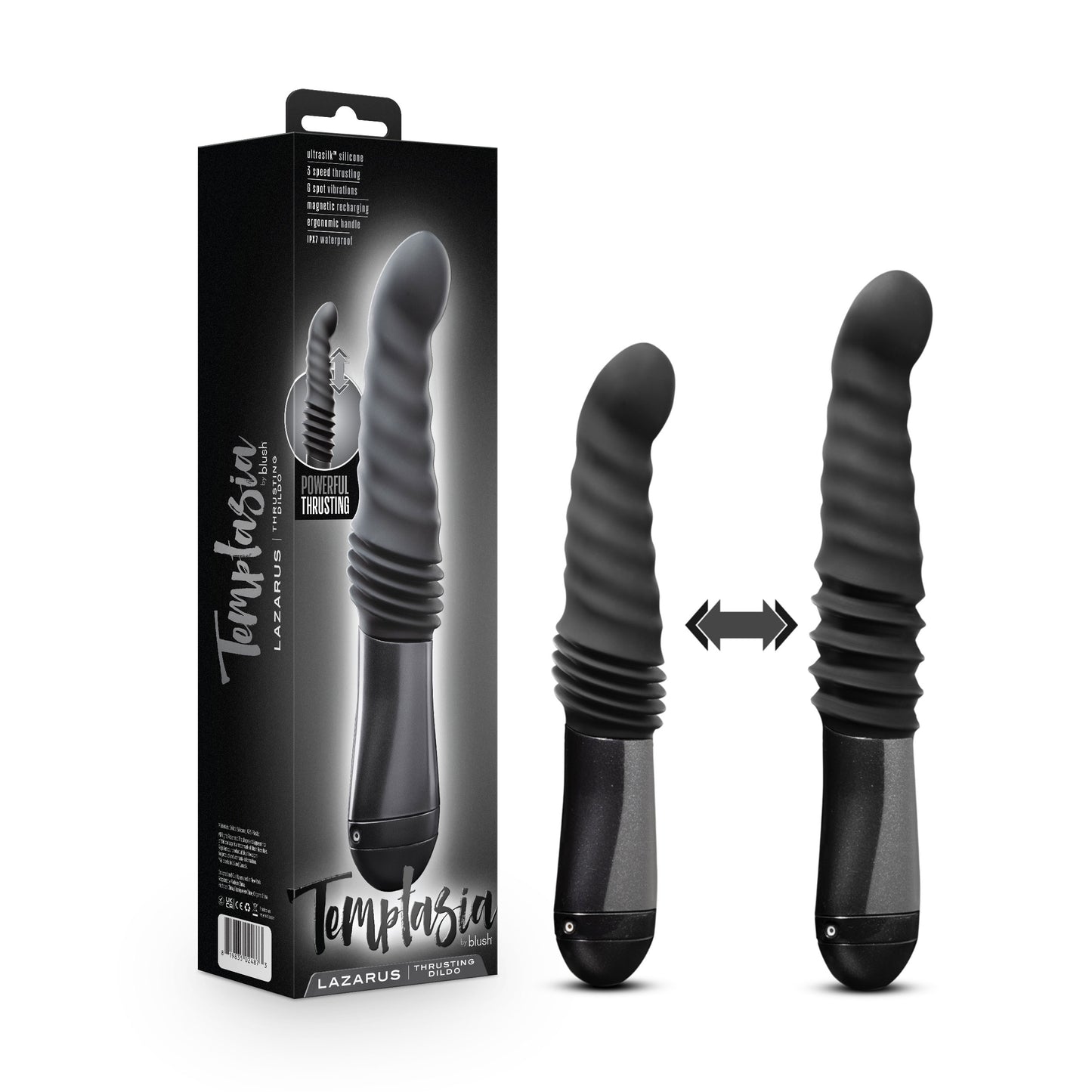 Temptasia Lazarus Thrusting Dildo with G-Spot Stimulation - Black