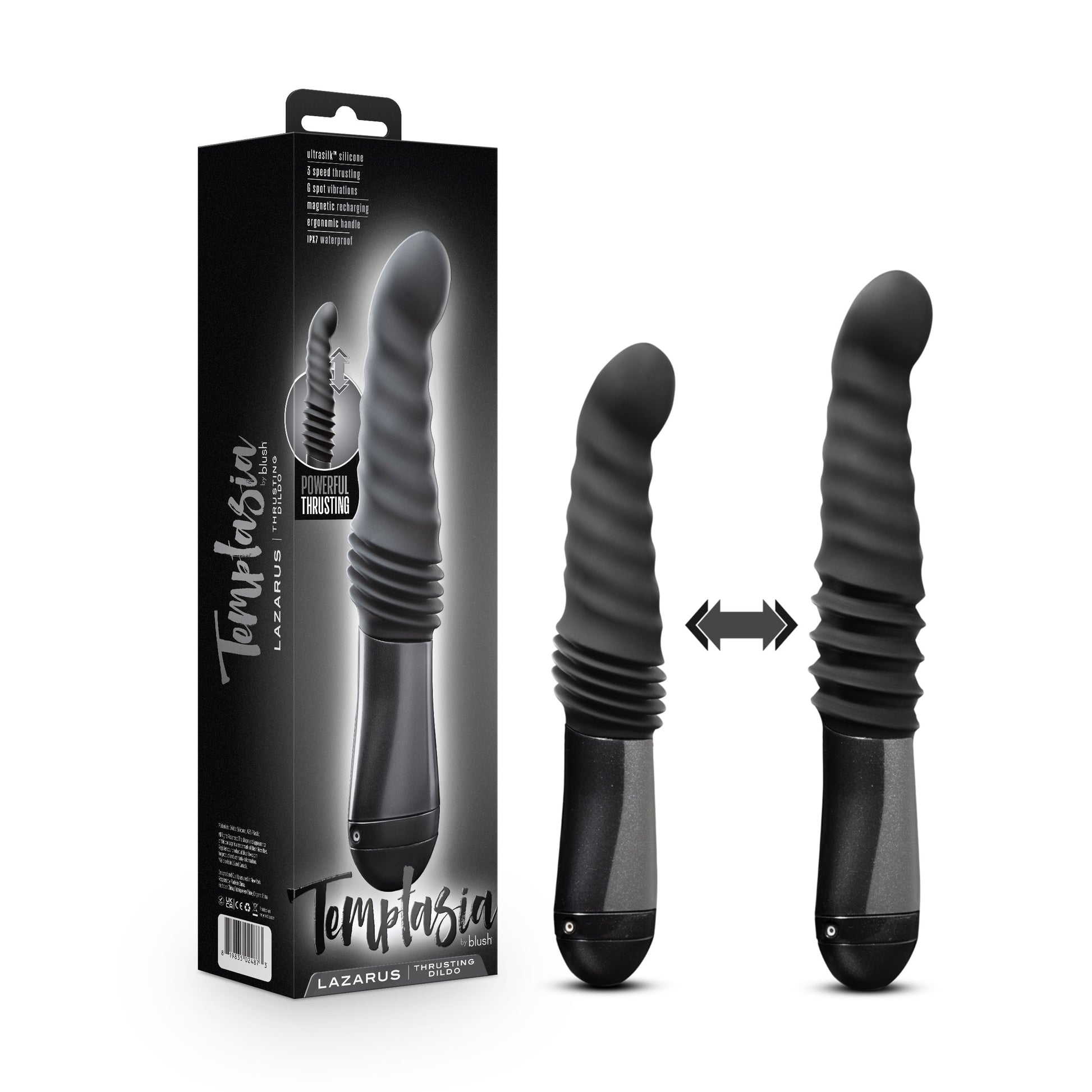 Temptasia Lazarus Thrusting Dildo with G-Spot Stimulation - Black