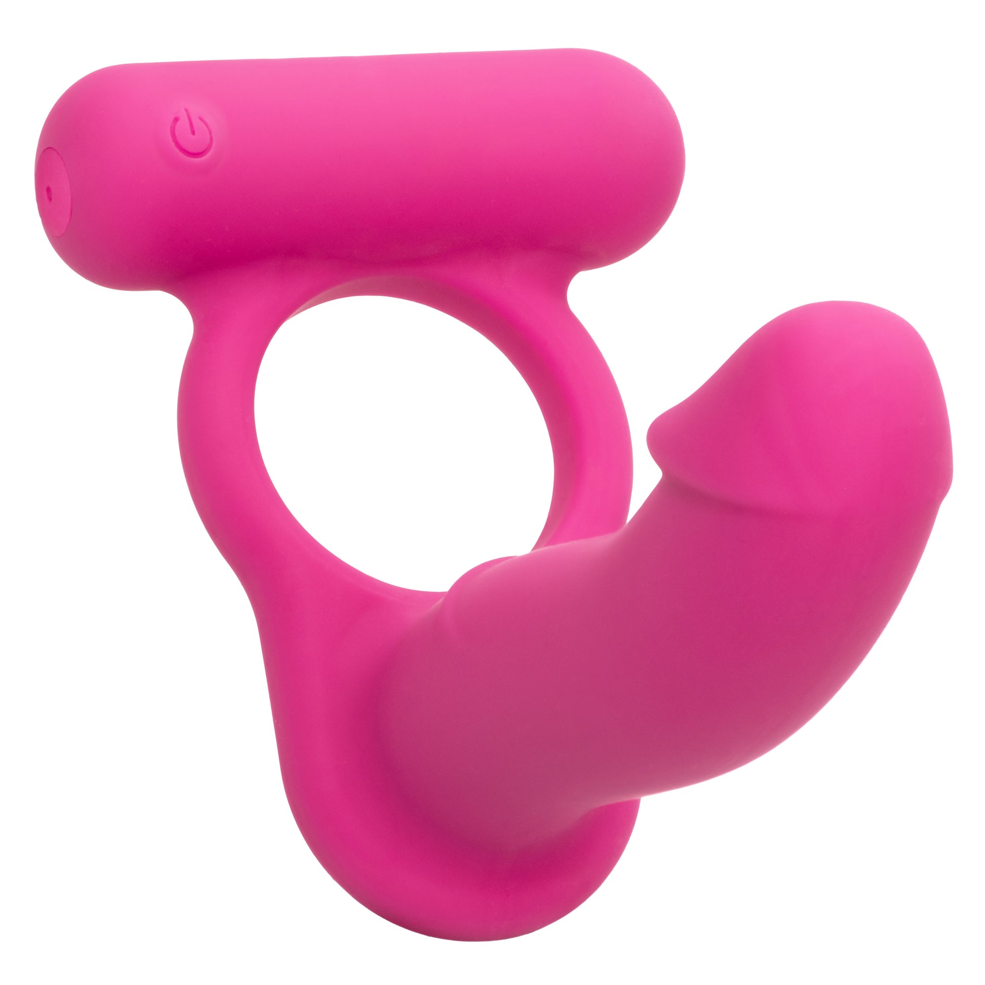 CalExotics Silicone Rechargeable Double Diver - Pink - Multi-Function Vibrating Cock Ring