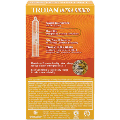 Trojan Stimulations Ultra-Ribbed Condoms – Extra Stimulation – 12 Pack
