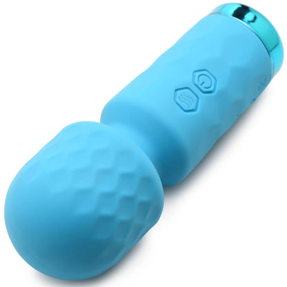 XR Brands 10x Mini Silicone Wand - Blue - Multi-Speed Vibrating Wand