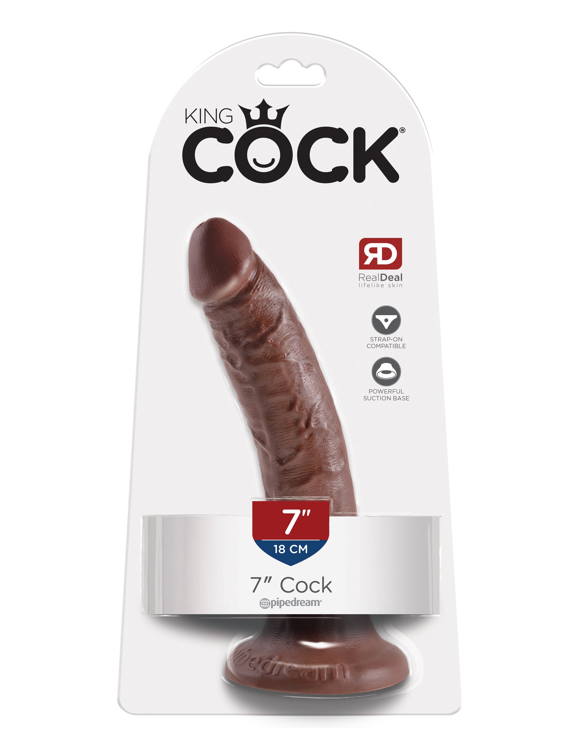 King Cock 7-Inch Dildo - Realistic Brown Design with Suction Cup Base