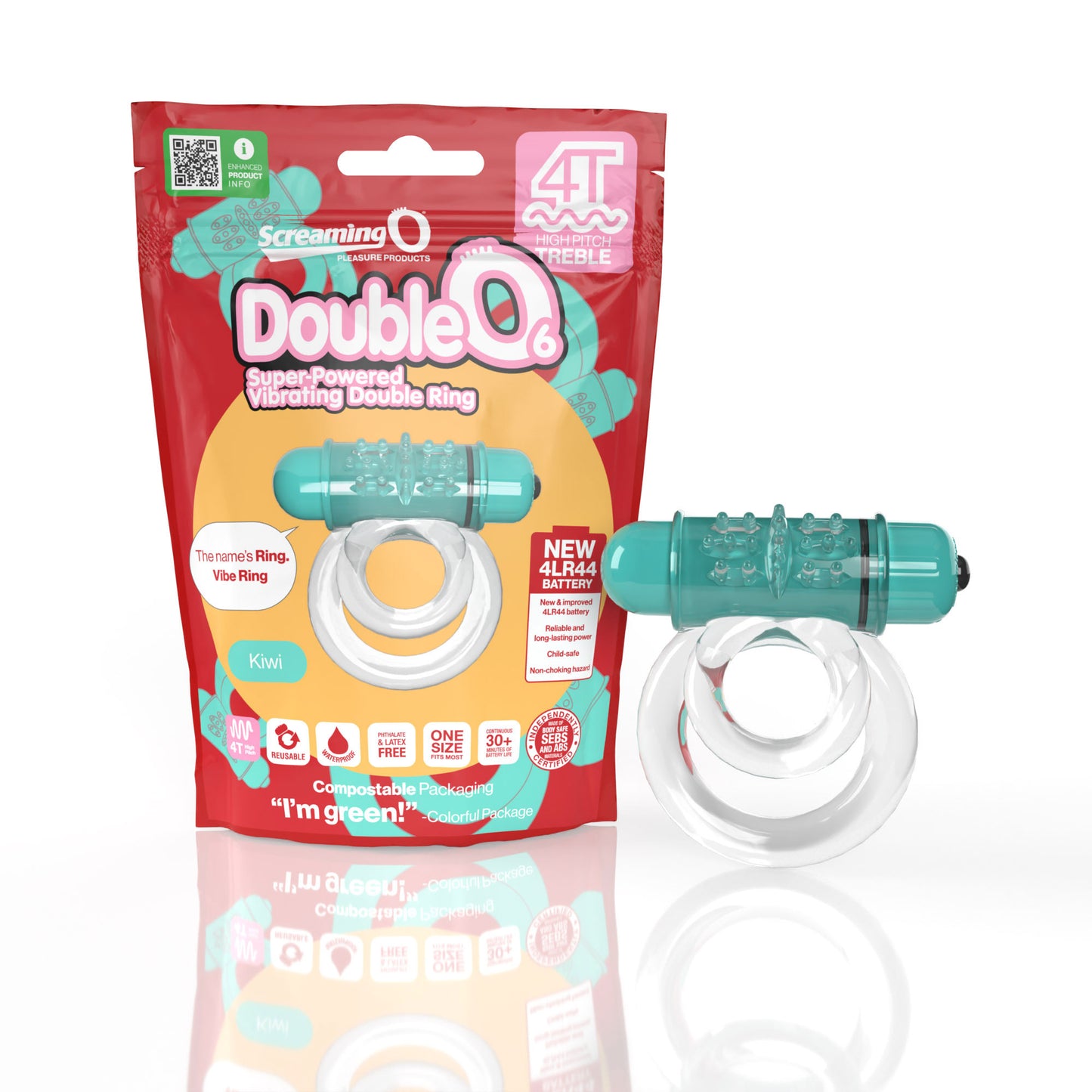 Screaming O Double O 6 Super Powered Vibrating Double Ring – Kiwi