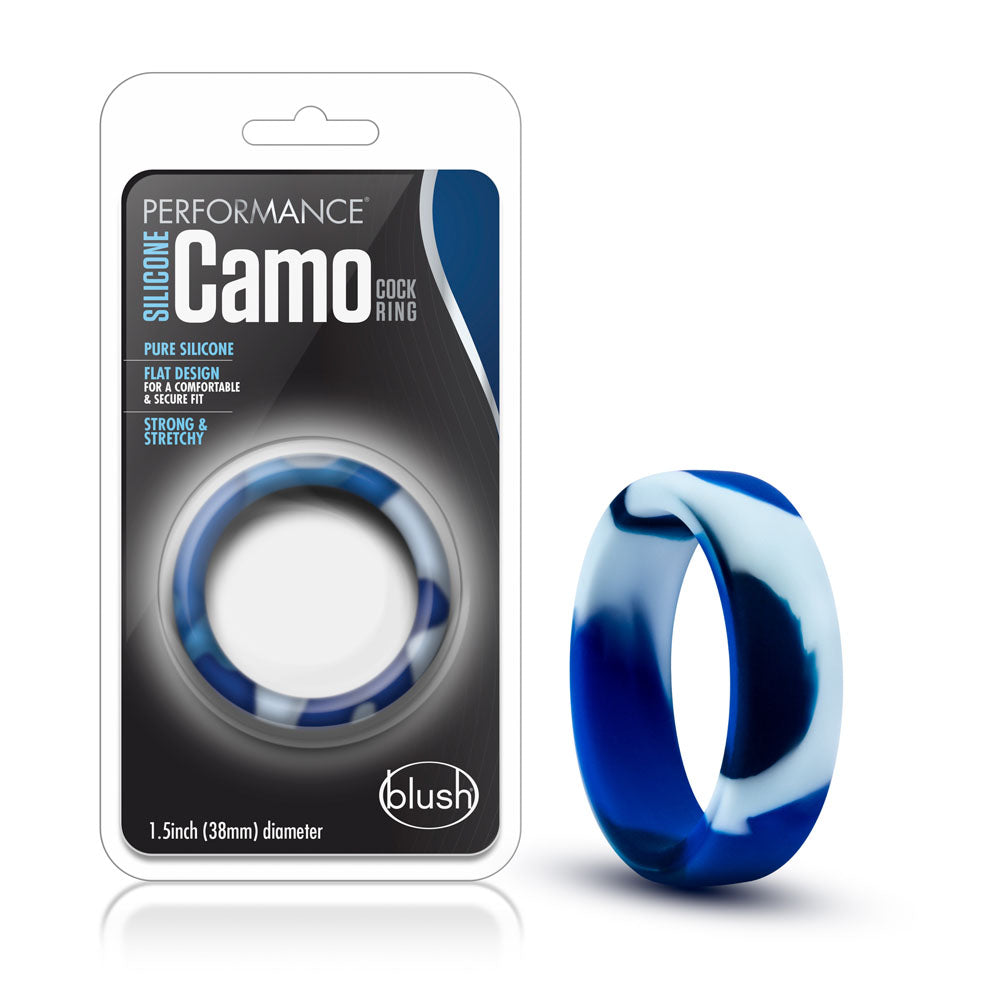 Blush Performance Silicone Camo Cock Ring – Blue Camouflage