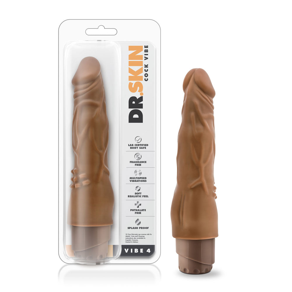 Blush Dr. Skin Vibe #1 Vibrating Cock – Mocha – 8 Inch