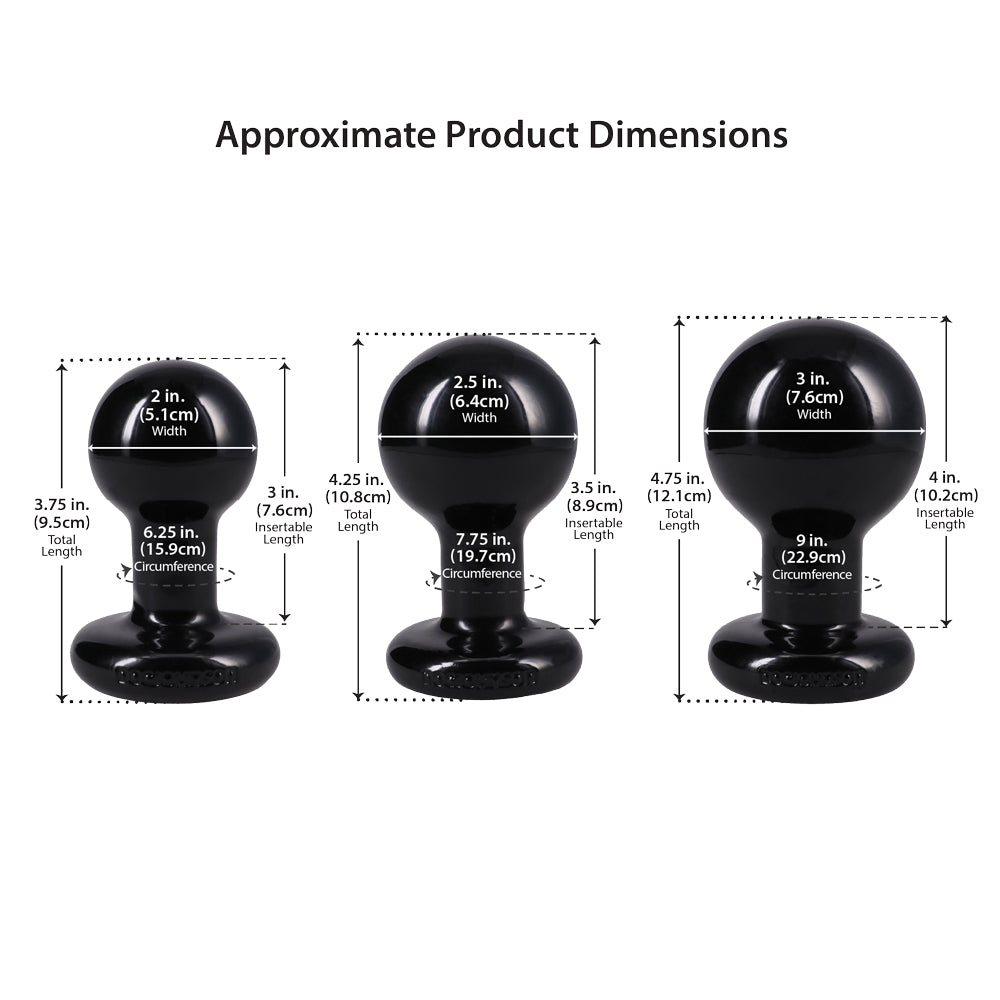 Doc Johnson Round 3-Piece Anal Plug Set, Phthalate-Free, Black