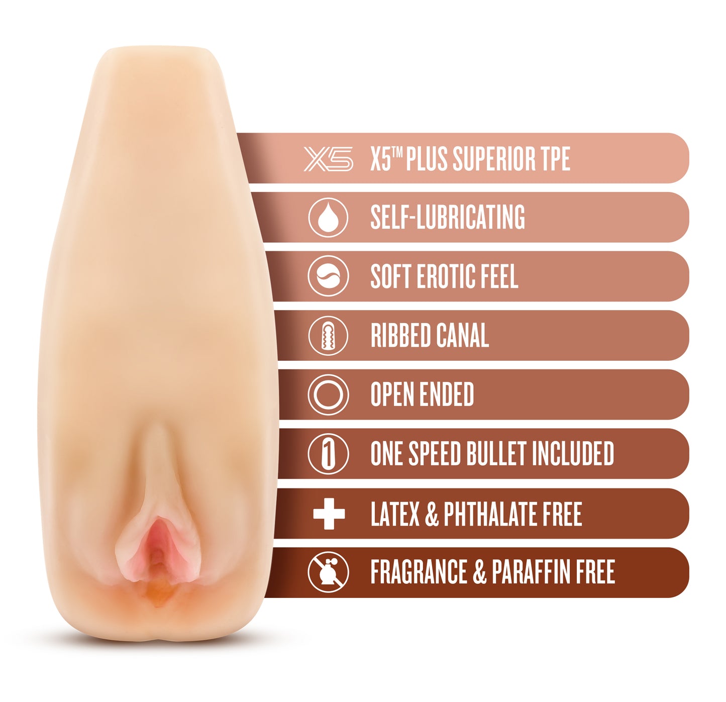 Blush M Elite Soft and Wet Stroker – Beige – Self-Lubricating with Vibrations