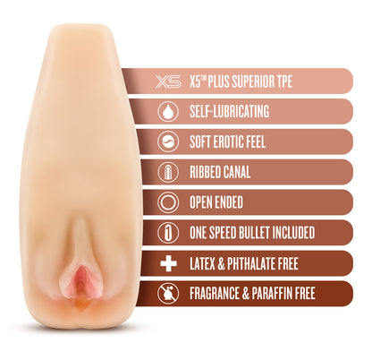 Blush M Elite Soft and Wet Stroker – Beige – Self-Lubricating with Vibrations