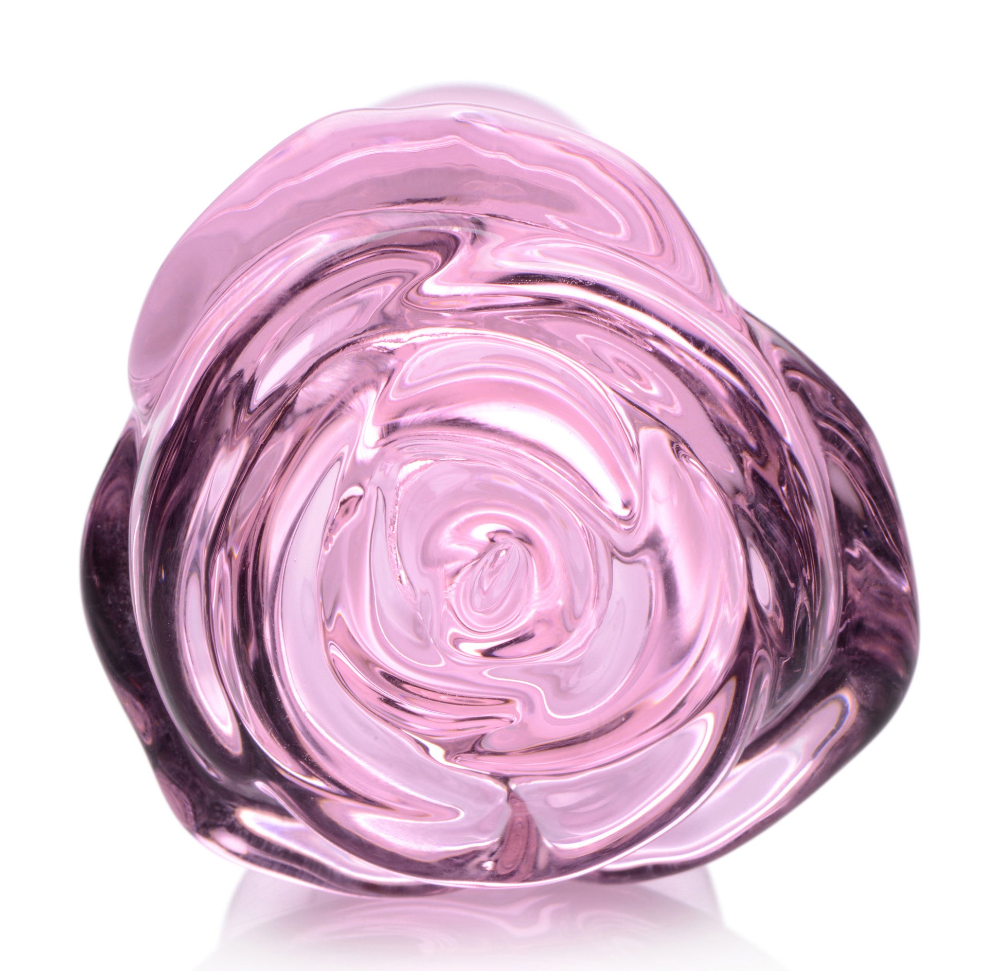 XR Brands Pink Rose Glass Anal Plug - Small - Decorative and Temperature Play