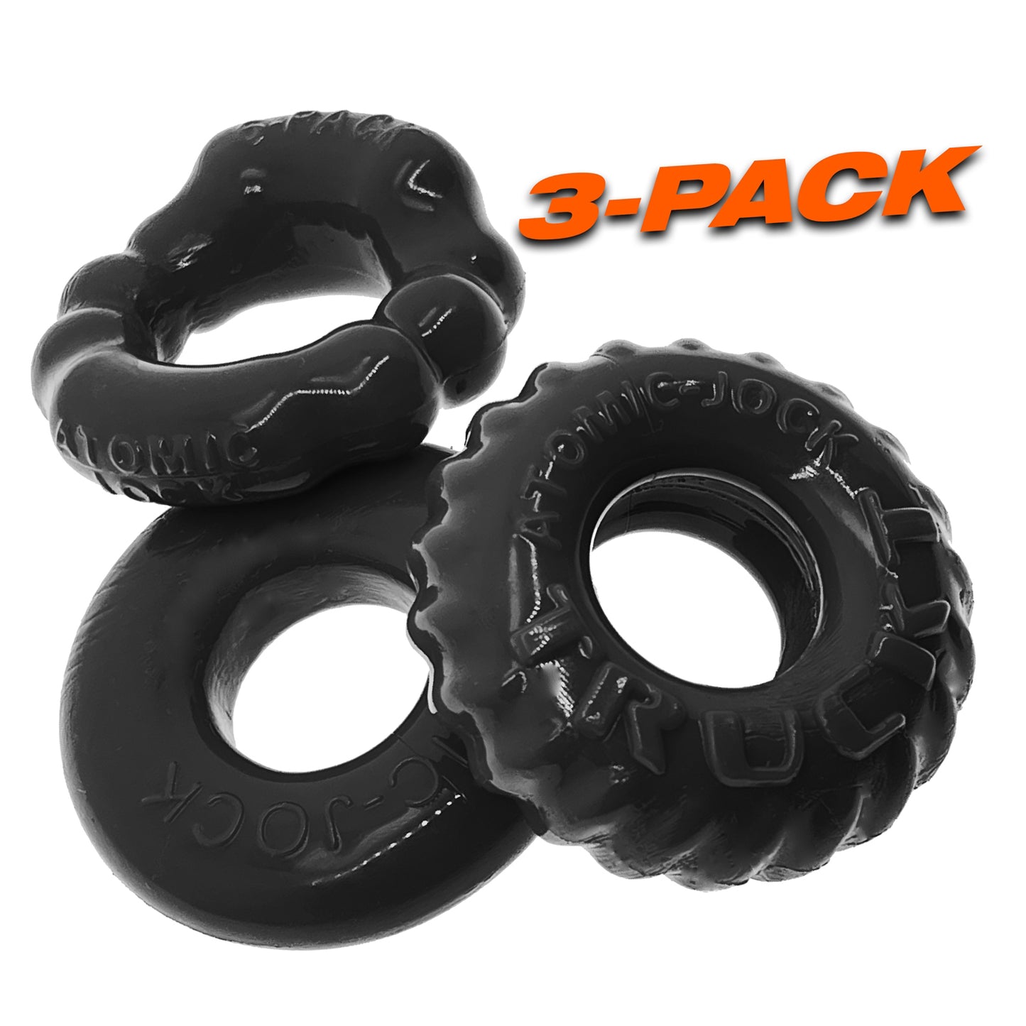 Oxballs Bonemaker 3-Pack Cock Rings - Black - Stretchy and Comfortable