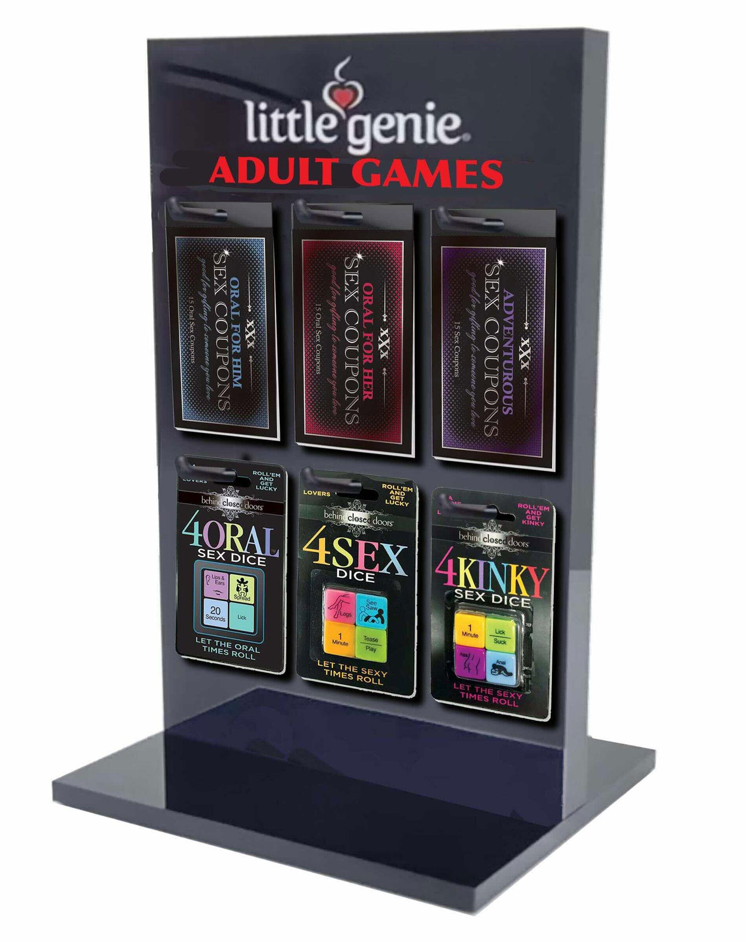 Little Genie Retail Display Spinner – Adult Game Keychains and Coupons