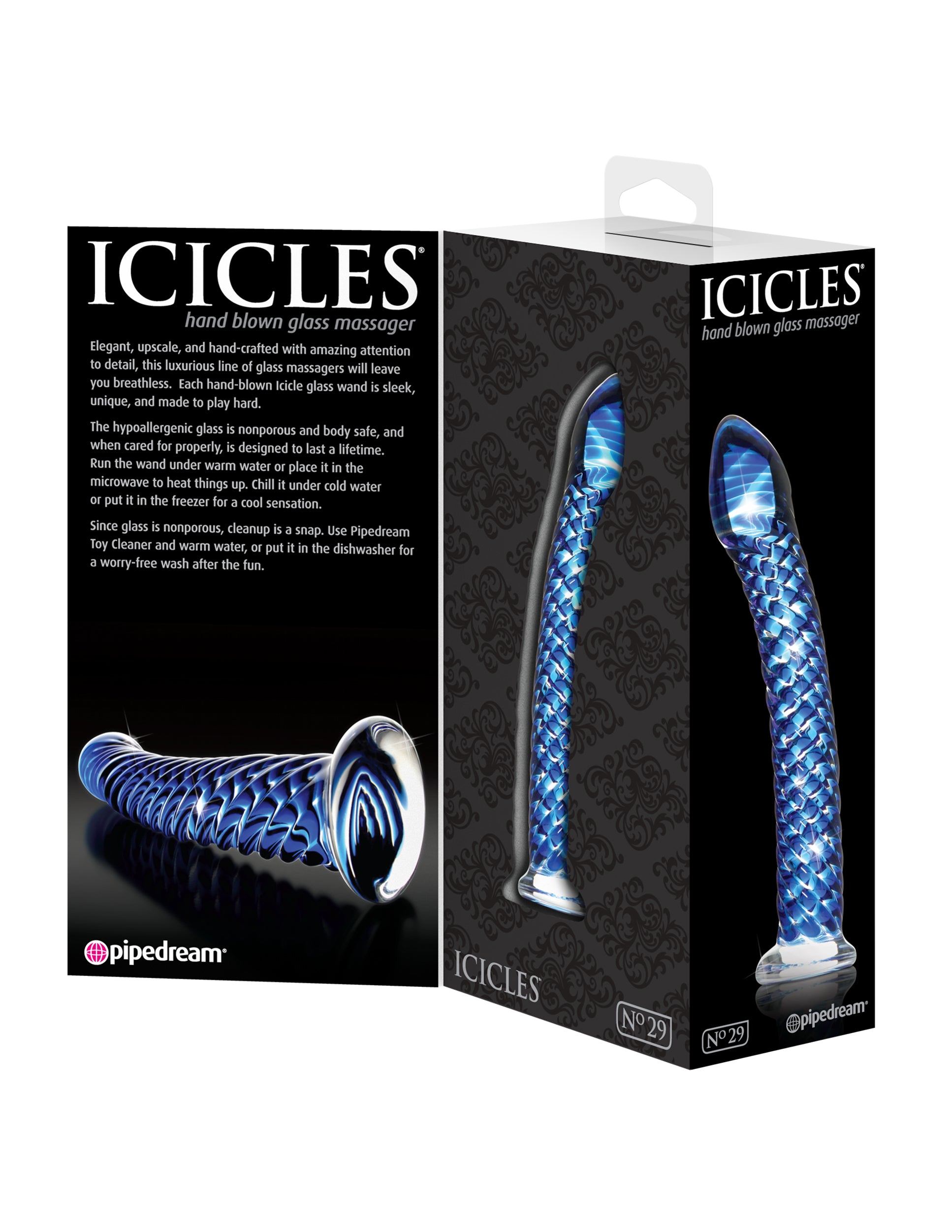 Pipedream Icicles No. 29 Glass Massager - Blue - Hand-Blown Design