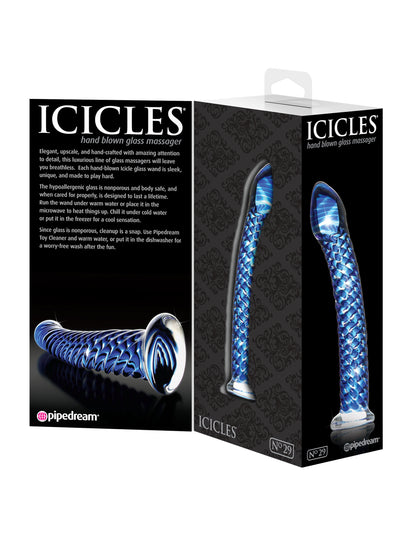 Pipedream Icicles No. 29 Glass Massager - Blue - Hand-Blown Design