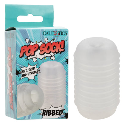 CalExotics Pop Sock Ribbed Stroker - Clear - Reversible Design with Ribbed Texture